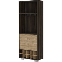 27"" Dark Brown Corner Bar Cabinet With Multiple Shelves