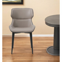 Gray And Black Upholstered Faux Leather Dining Side Chair