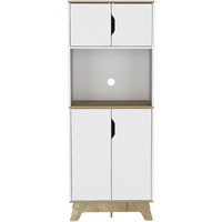 25.59"" X 15.75"" X 67.17"" Light Oak / White Particle Board Brussel Microwave Pantry Cabinet
