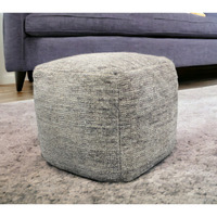 18"" Gray Wool Cube Pouf Ottoman