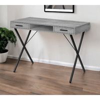 42"" Gray And Black Computer Desk With Two Drawers