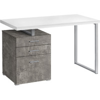 47"" White And Gray Computer Desk With Three Drawers