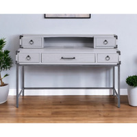 54"" Gray Wood Writing Desk With Five Drawers