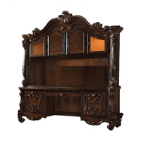 76"" Dark Brown Wood Peninsula Credenza Desk With Four Cabinets Three Drawers