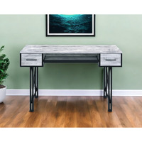 47"" Antiqued White And Black Computer Desk With Two Drawers
