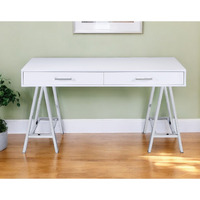 54"" White Writing Desk With Two Drawers