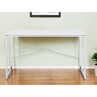 47"" White And Silver Writing Desk