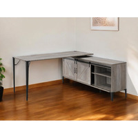 65"" Gray And Black L Shape Writing Desk