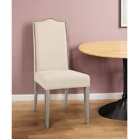 Cream And Gray Upholstered Linen Dining Parsons Chair