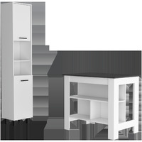 White And Dark Brown 41"" Kitchen Island Set With Storage