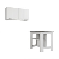 White And Dark Brown 41"" Kitchen Island Set With Storage