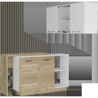 Wood Brown And Natural 59"" Kitchen Island Set With Storage