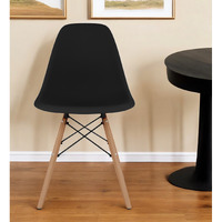 Black And Natural Heavy Duty Plastic And Wood Dining Side Chair