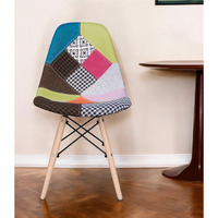 Brown Green And Pink And Natural Upholstered Fabric Dining Side Chair