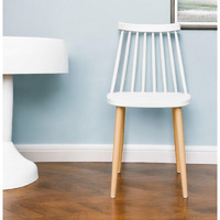White And Natural Heavy Duty Plastic And Steel Windsor Back Dining Side Chair