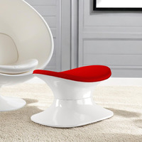 21"" Red And White Wool And Fiberglass Contempo Footstool Ottoman