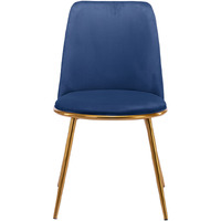Blue And Gold Velvet And Metal Dining Side Chair