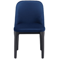 Blue And Black Velvet And Metal Dining Side Chair