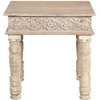 24"" Natural Distressed Solid Wood Square End Table