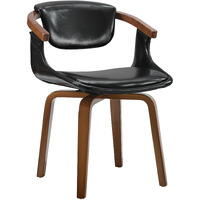Black And Dark Brown Upholstered Faux Leather Dining Arm Chair