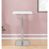 24"" White And Silver Metallic Square Steel Bar Table