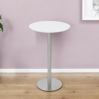 26"" White And Silver Metallic Rounded Steel Bar Table