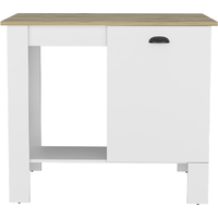 White And Natural 35"" Kitchen Island With Storage