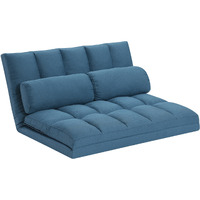 45"" Blue Futon Convertible Sleeper Loveseat And Toss Pillows