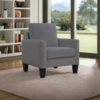 32"" Gray And Black Upholstered Arm Chair