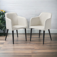 Set Of Two 23"" Off White And Black Upholstered Arm Chair