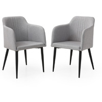 Set Of Two 23"" Light Gray And Black Upholstered Arm Chair