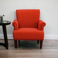 30"" Orange And Brown Upholstered Arm Chair