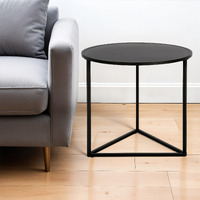 22"" Black Steel Round End Table