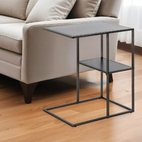 24"" Gray Steel End Table With Shelf