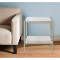 22"" Nickel And Clear Glass And Steel Square End Table With Shelf