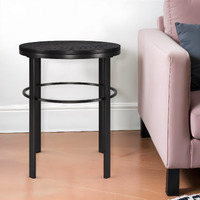 24"" Black Wood And Steel Round End Table