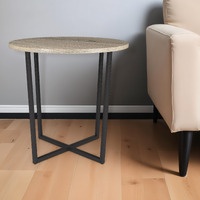 20"" Black And Gray Wood And Steel Round End Table