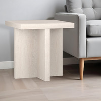 22"" Alder White Wood Square End Table