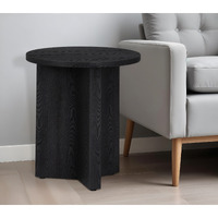 22"" Black Wood Round End Table