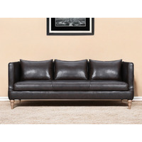 85"" Dark Brown Leather Sofa With Brown Legs