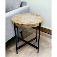 22"" Black And Brown Wood And Metal Round End Table