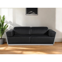 89"" Black And Silver Leather Sofa