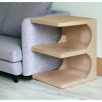 24"" Natural Solid Wood End Table With Two Shelves