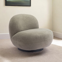 30"" Khaki Green And Black Sherpa Slipper Chair