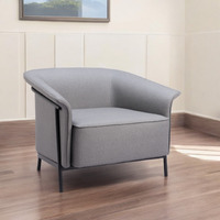 35"" Slate Gray And Black Faux Leather Arm Chair