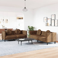 Vidaxl 2 Piece Sofa Set With Pillows Brown Velvet