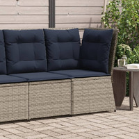 Vidaxl Patio Sofa Corner With Cushions Gray Poly Rattan
