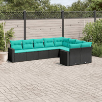 Vidaxl 9 Piece Patio Sofa Set With Cushions Black Poly Rattan
