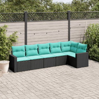 Vidaxl 6 Piece Patio Sofa Set With Cushions Black Poly Rattan