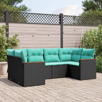Vidaxl 6 Piece Patio Sofa Set With Cushions Black Poly Rattan